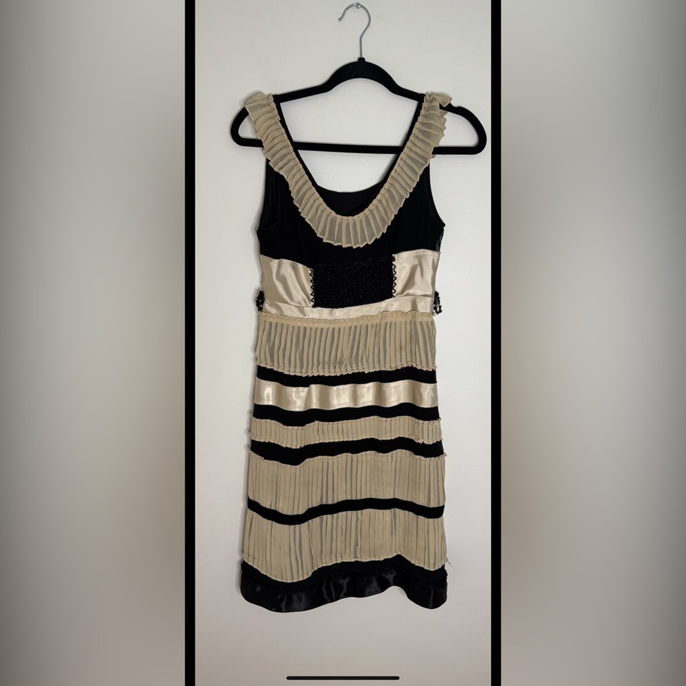 Dolce & Gabbana Black and Cream Sheath Mini Dress